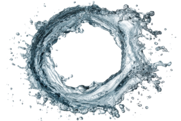 Water splash ring circle abstract background design, isolated on a transparent background