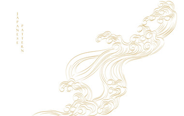 Japanese background with line ocean sea pattern vector. Abstract template with geometric wave pattern. Mountain layout design in oriental style