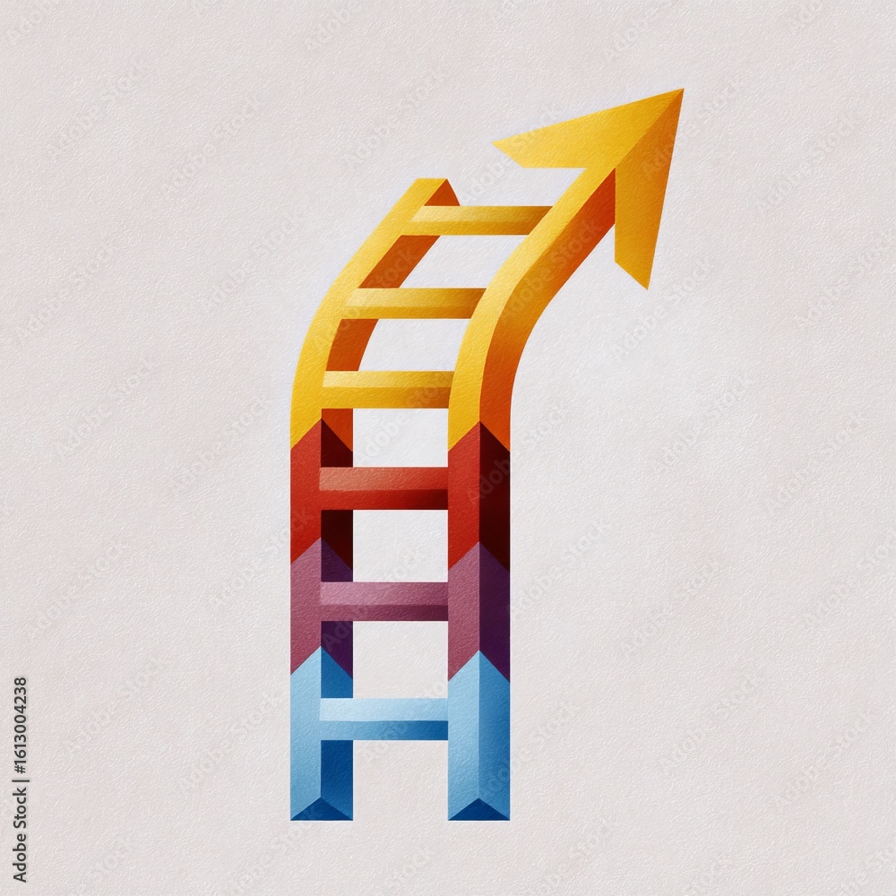Poster dynamic growth representation upward arrow transforming into broken path business concept digital ar