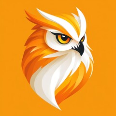 Bright orange owl illustration with striking features and bold design capturing attention and evoking a sense of wisdom