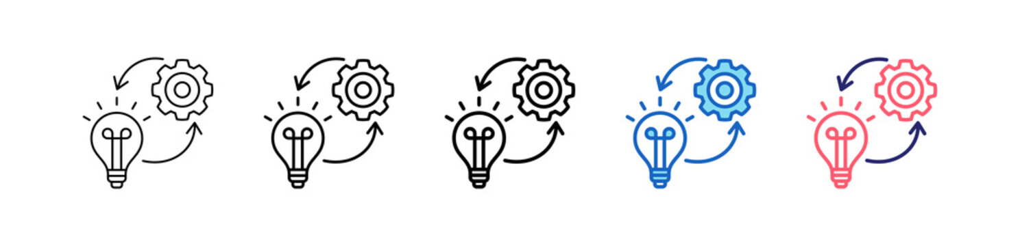 Implement Icon In 5 Different Styles Set Collection.  