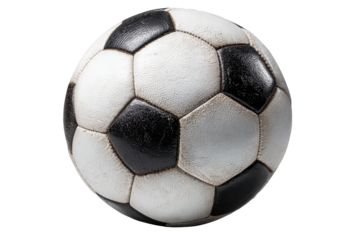 Worn Soccer Ball Black Background Classic Sports Equipment,, isolated on a transparent background