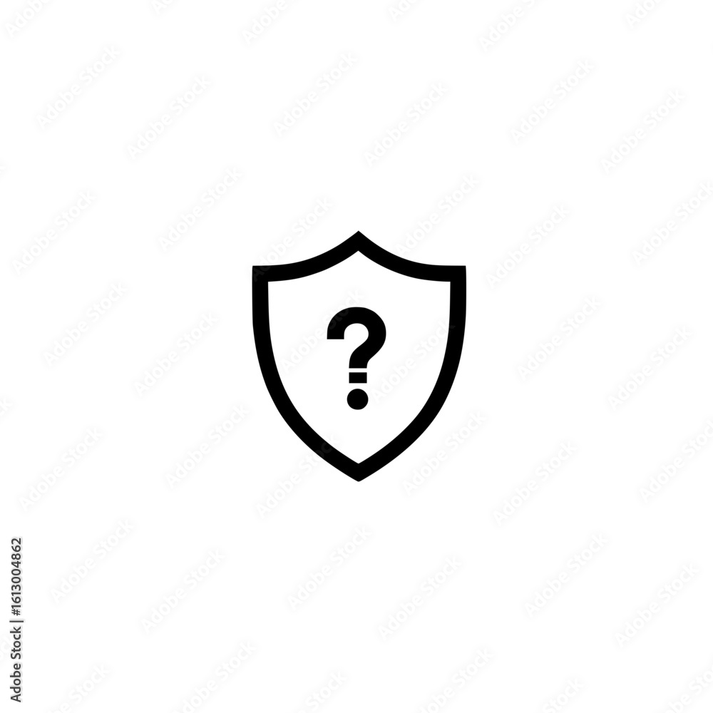 Poster vector shield with question symbol depicting privacy uncertainty and secure user assistance icon