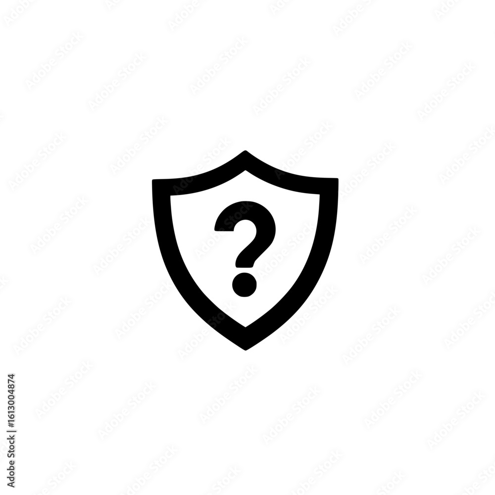 Poster question mark on shield icon showing protected inquiry concept and safe information request