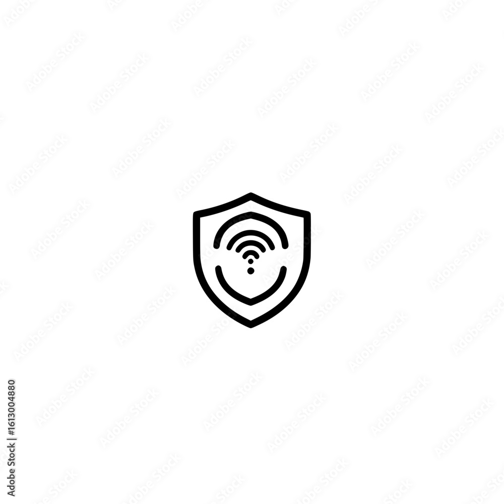 Poster vector shield with wifi symbol depicting cybersecurity wireless access and data safety concept