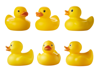 Yellow rubber duck on transparent background cutout, PNG file