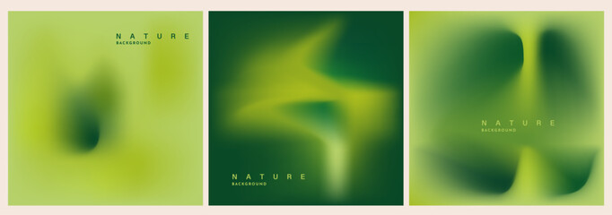 Green gradient background. Eco abstract texture for banner, poster, web, and social media design. Organic fluid shapes. Vector template for nature, sustainability, and ecology themes.
