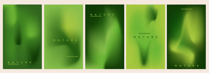 Green gradient background. Eco abstract texture for banner, poster, web, and social media design. Organic fluid shapes. Vector template for nature, sustainability, and ecology themes.