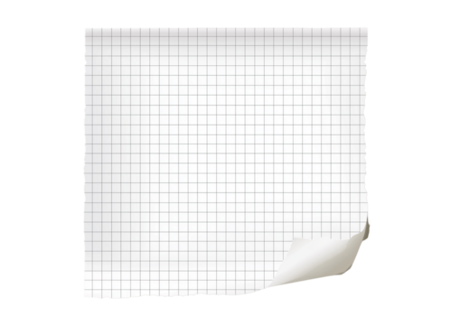 A white sticky note with grid paper on it, in a sticker style, vector art, transparent background