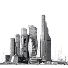 Monochromatic city skyline