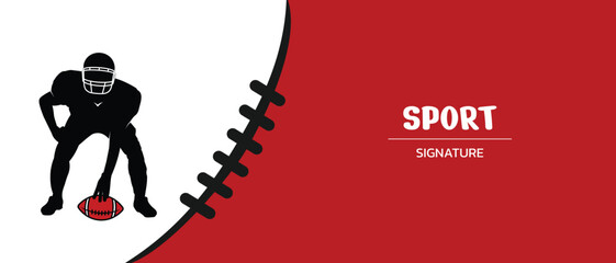 American football sports background. Silhouette of a player holding a rugby ball. Editable vector eps 10.