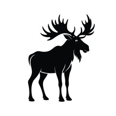 Majestic moose with wide antlers black silhouette wildlife animal art design