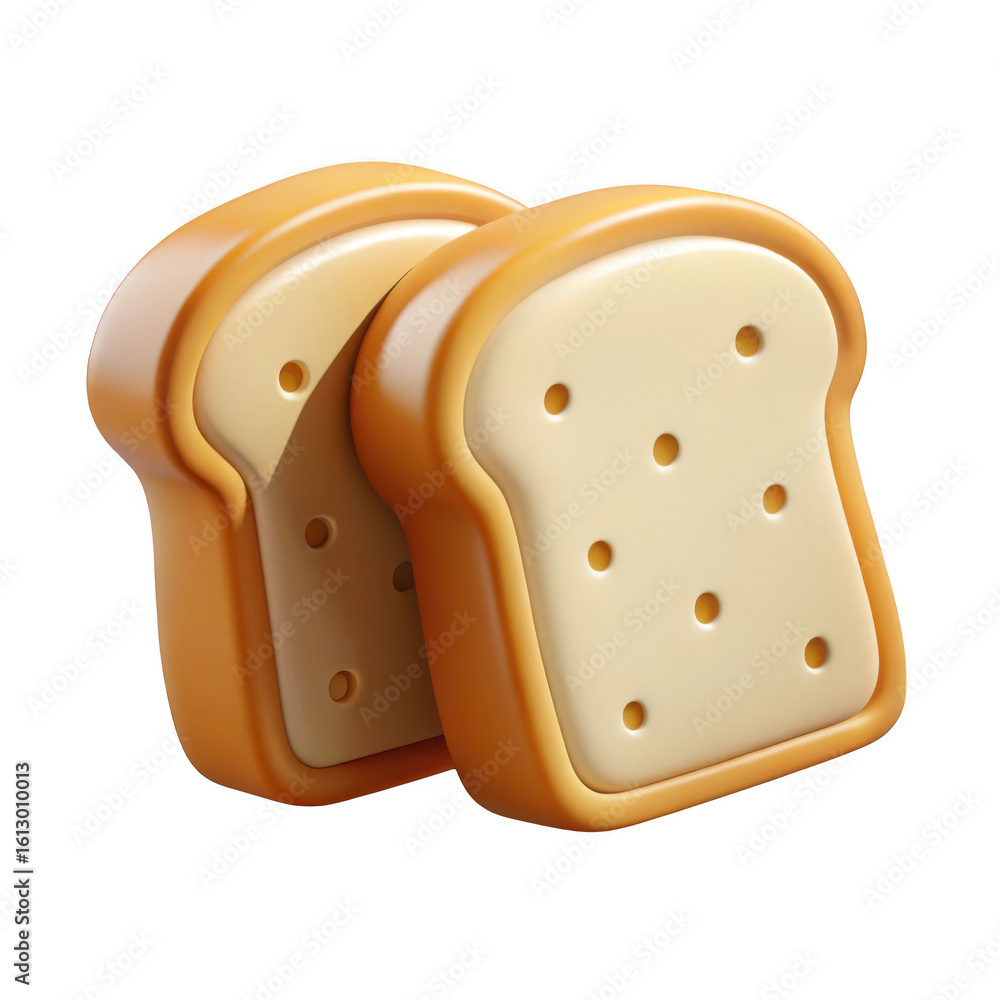 Poster 3d rendered two slices of toast isolated on transparent background