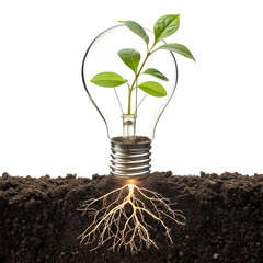 idea bulb growing like a plant in soil creative