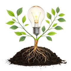 idea bulb growing like a plant in soil creative