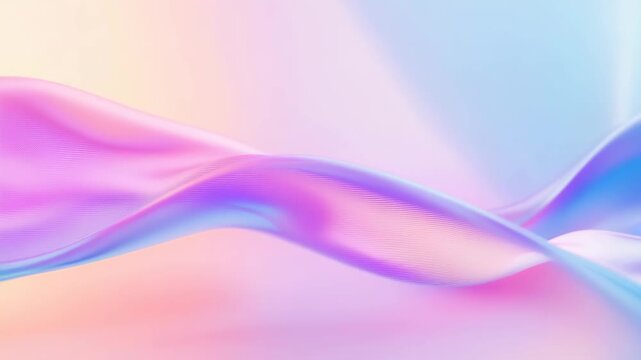 Pastel holographic iridescent flowing fabric waving in the wind