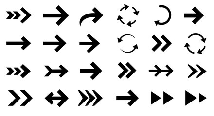 Black and White Vector Arrow Icons Collection