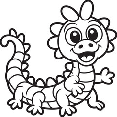 Obraz premium centipede dragon with stubby legs and goofy face silhouette line art design royalty free image premium quality