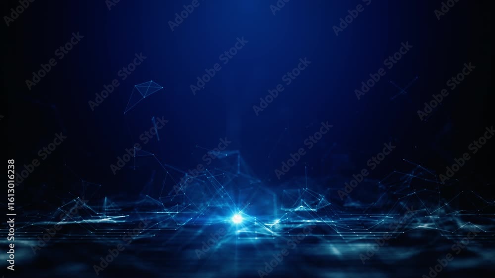 Aufkleber futuristic digital network with glowing blue data lines and nodes on a dark background, perfect for 