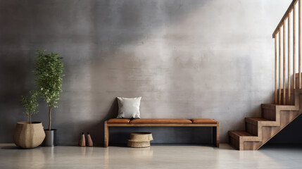 Modern Concrete House Interior with Stylish Living Room Design