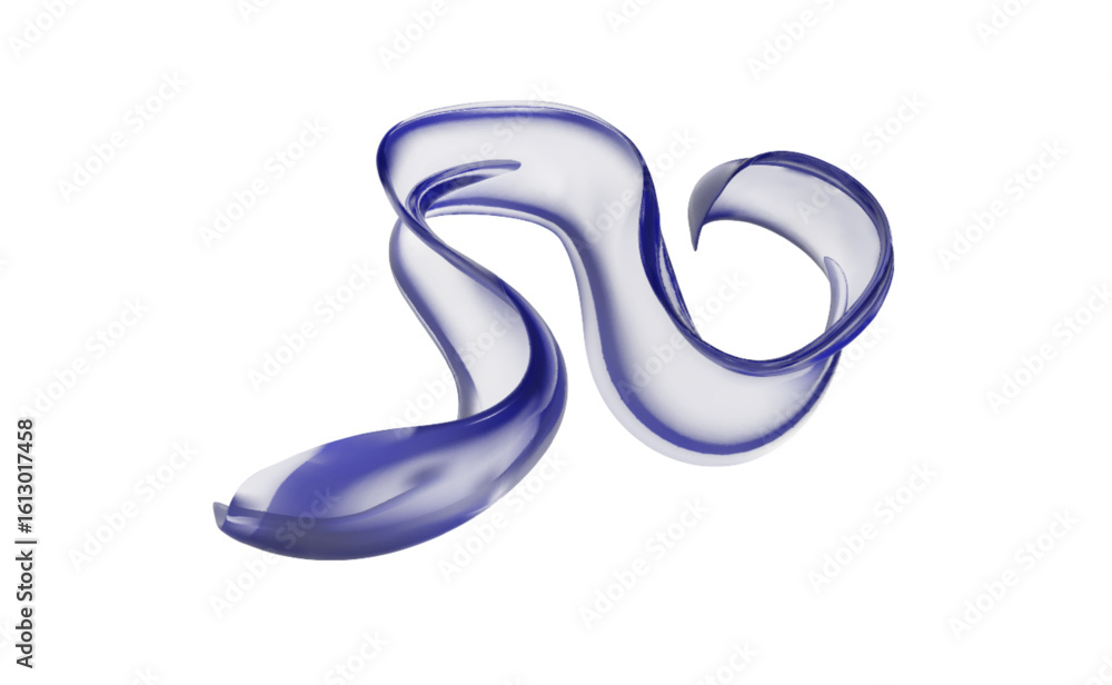 Poster glass ribbon with 3d liquid shape and abstract fluid background. gradient element blends transparent