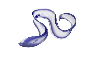 Glass ribbon with 3d liquid shape and abstract fluid background. Gradient element blends transparent holographic wave with purple design. Futuristic glossy curve and swirl for dynamic art.