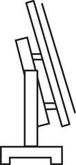 Side View Vector Illustration of Tilted Computer Monitor Display in Minimal Line Art Style for Technology and Workspace Design Concepts

