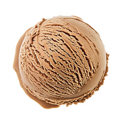 Obraz premium A single scoop of chocolate ice cream with a smooth, creamy texture and slight melting edges.