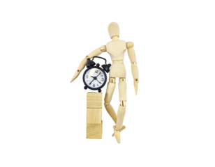 Wooden Mannequin Holding a Clock: A Metaphor for Time Management and Life Priorities
