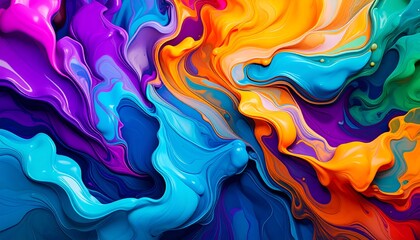 Abstract vibrant paint swirls