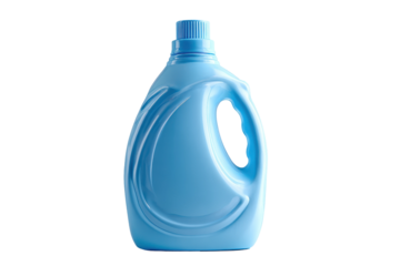 Light Blue Plastic Detergent Bottle with Handle,, isolated on a transparent background
