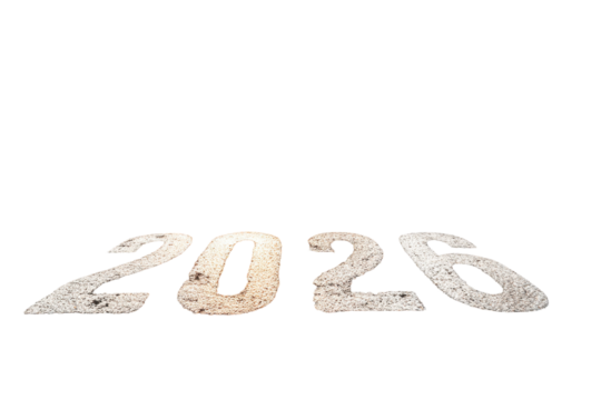 2026 New Year Greeting Dark Background,, isolated on a transparent background