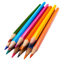 Colorful pencils arranged diagonally, vibrant hues