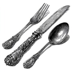 Ornate antique silverware set