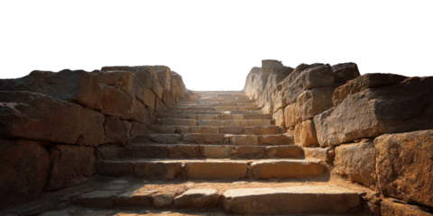 Ancient Stone Steps Leading Upward to an Unknown Destination, Isolated