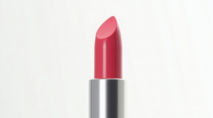 A beautiful, hyper-realistic, isolated lipstick, clearly revealing its rich creamy texture, precise sharply defined tip, and vibrant bold color, singularly isolated on a bright white setting.