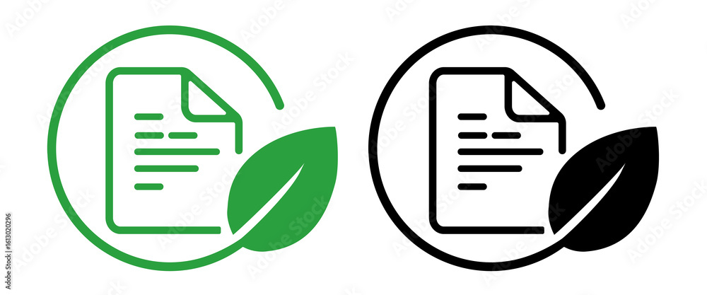 Poster icon sustainable software green it eco conscious digital development featuring document with lines o