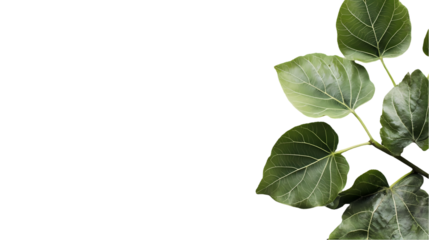 Scattered green leaves with visible veins creating isolated on transparent background