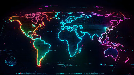 Obraz premium Colorful Glowing Dotted World Map
