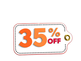 Unlock Savings: A Brand New '35% Off' Text and White Tag on a Transparent Background, Ready to Elevate Your Special Offers.