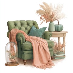 Cozy autumnal armchair scene