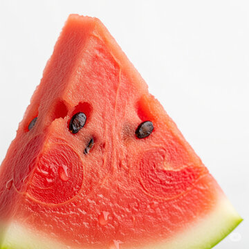 Juicy Watermelon Slice with Black Seeds