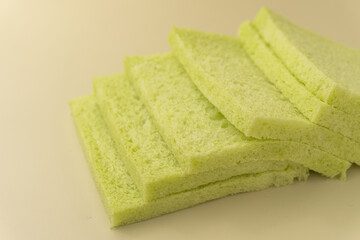 Soft pandan flavored white bread without crust