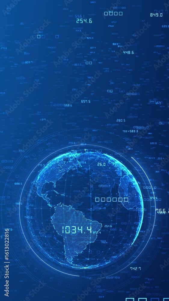 Aufkleber earth glowing data networks, global technology digital data globe. global network. global internet b