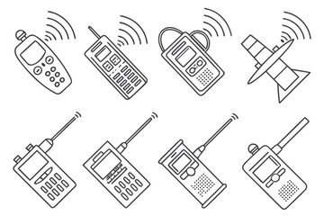 Collection of communication devices icons isolated on white background