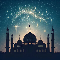 mosque silhouette made of circuit lines islam a