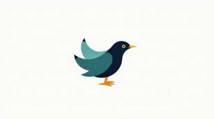 Obraz premium A beautiful stylized vector bird with sleek lines and minimalist features, clearly revealing its clean and simplified form, singularly isolated on a pristine white background.