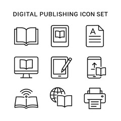 Digital publishing vector icons set. Outline symbols. Line design