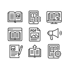Modern digital vector icons set. Outline symbols. Line design