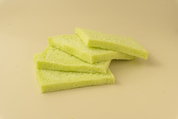 Soft pandan flavored white bread without crust